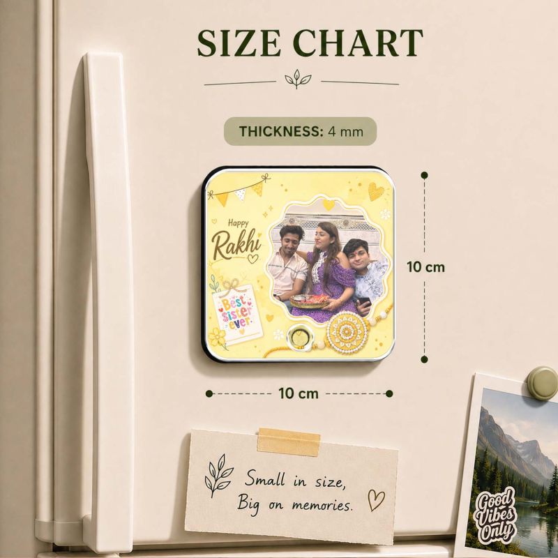 Personalized Rakhi Gift for Brother & Sister, Custom Musical Fridge Magnet with Photo & Song, Audio Message Gift Rechargeable Sound Magnet